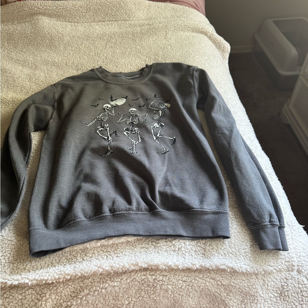 Full Tilt Charcoal Skeleton Crewneck Sweater